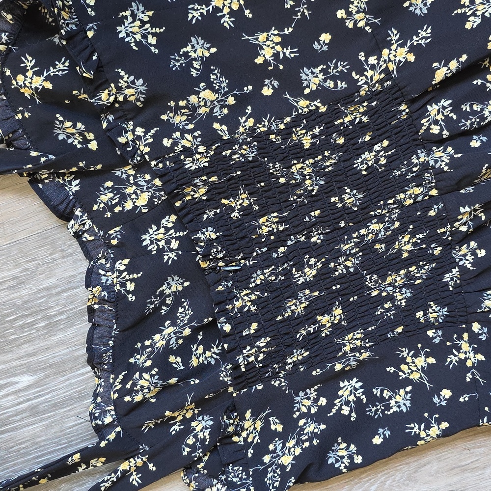 O.P.T Chic Black Floral Midi Dress with Ruffle Hem - Picture 11 of 15